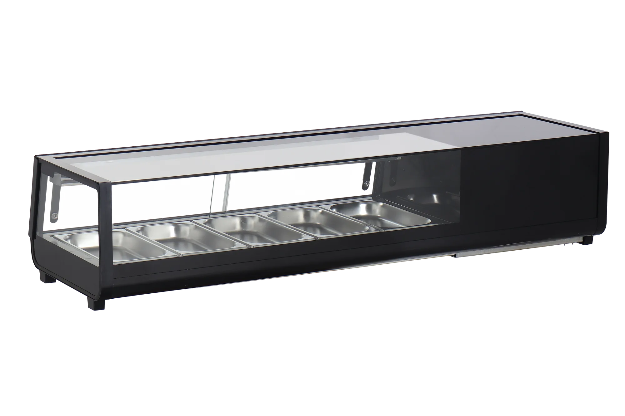 54″ Refrigerated Flat Glass Sushi Display Case, 1.8 cu. ft. (52 L), Black