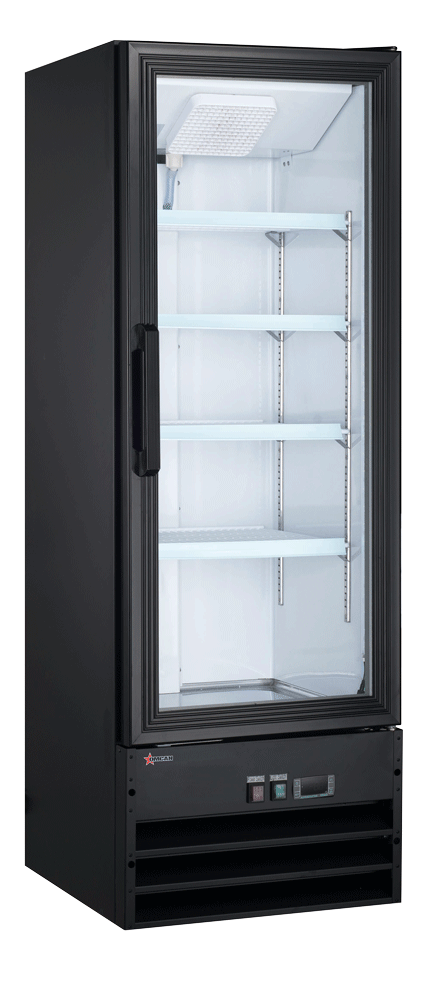 22" Single Door Swing Glass Door Refrigerator with 9.1 cu.ft. capacity – Black