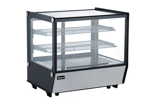 28″ Two (2) Shelf Square Glass Countertop Refrigerated Showcase, 4.2 cu. ft. (120 L), Stainless Steel