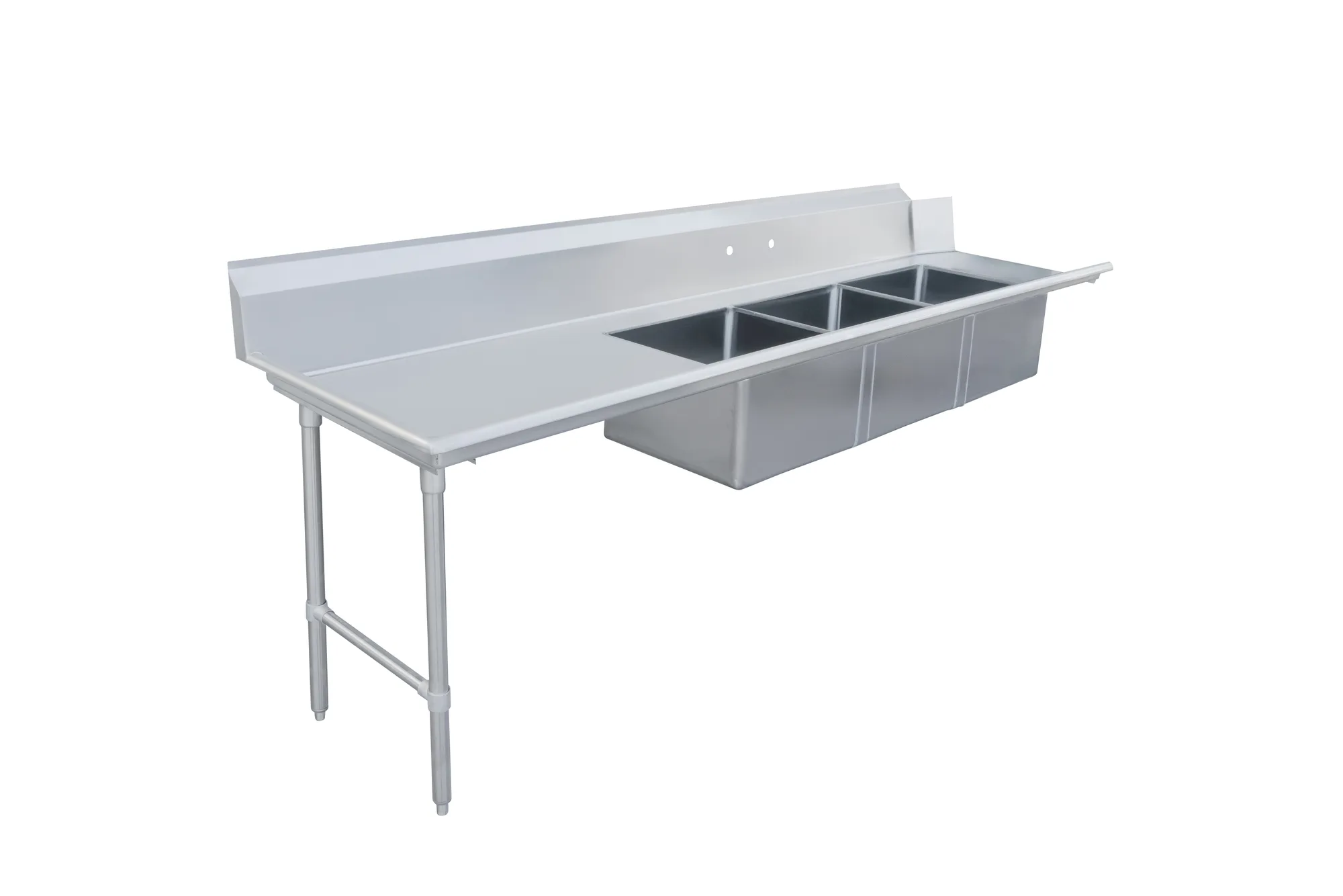 120″ Left Side Soiled Dish Table with Three Sinks
