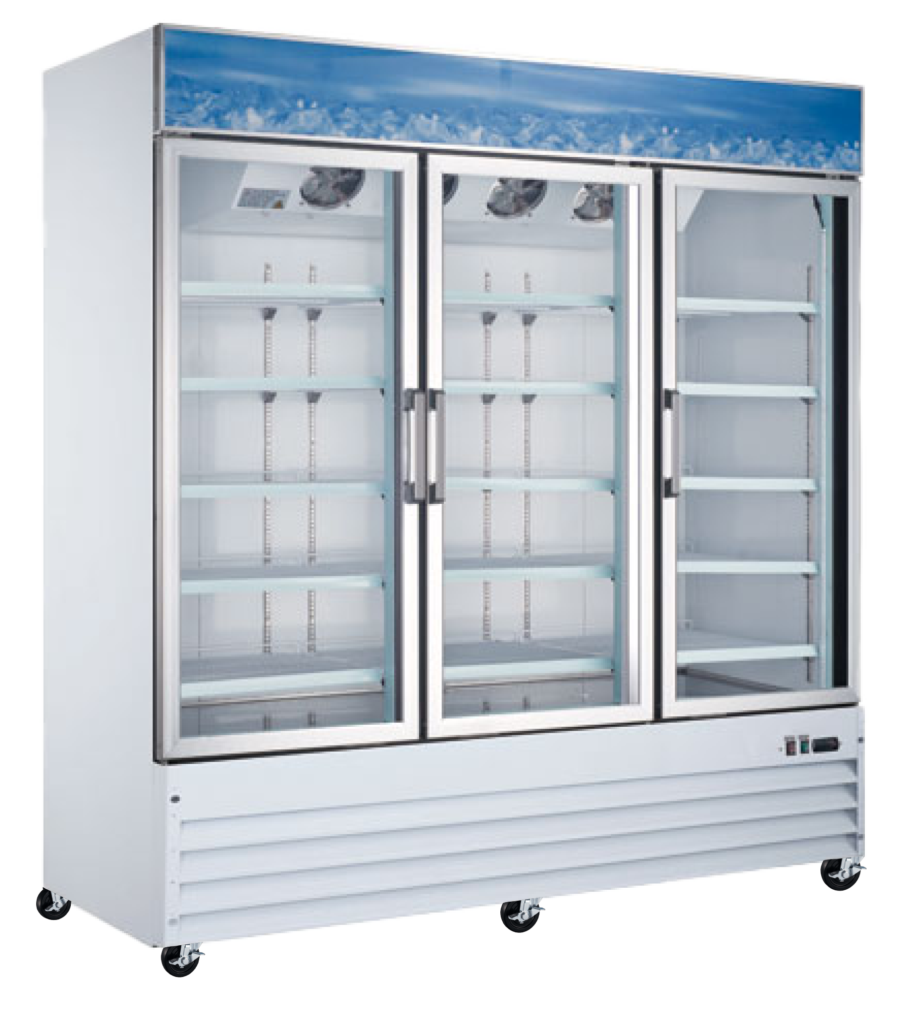 80" 3 Door Swing Glass Door Freezer with 52.3 cu.ft. capacity – White