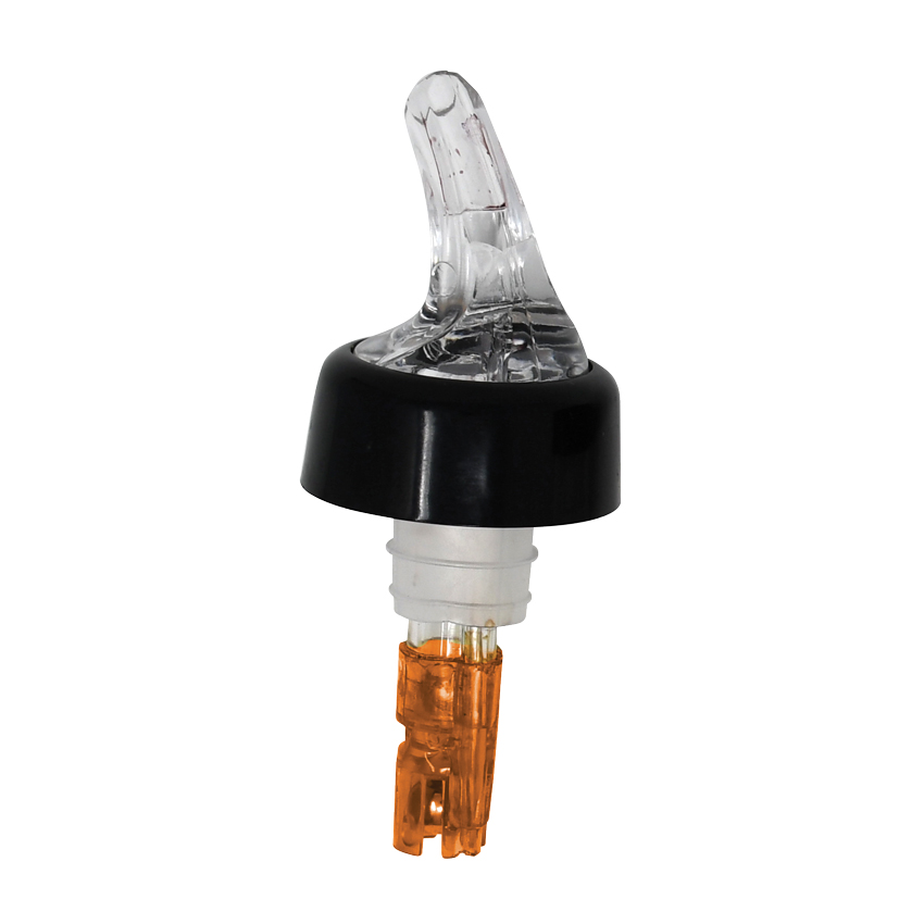 1/2 oz Clear Spout / Orange Tail Measured Liquor Pourer with Collar – 12/Pack