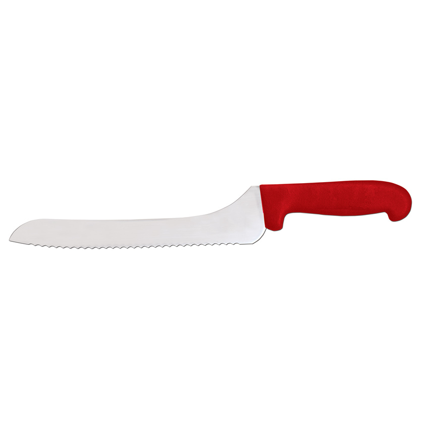 9-inch Slicer Off-Set Wave Edge Blade Knife with Red Polypropylene Handle