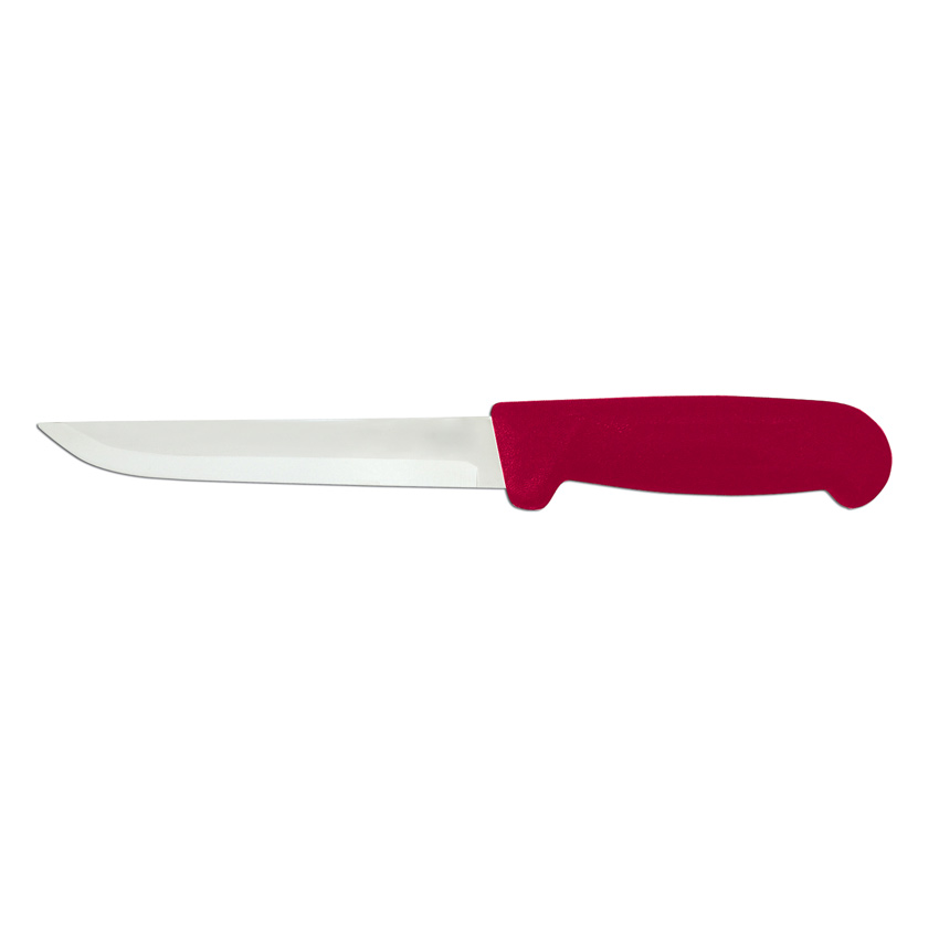 6-inch Straight Blade Boning Knife with Red Polypropylene Handle