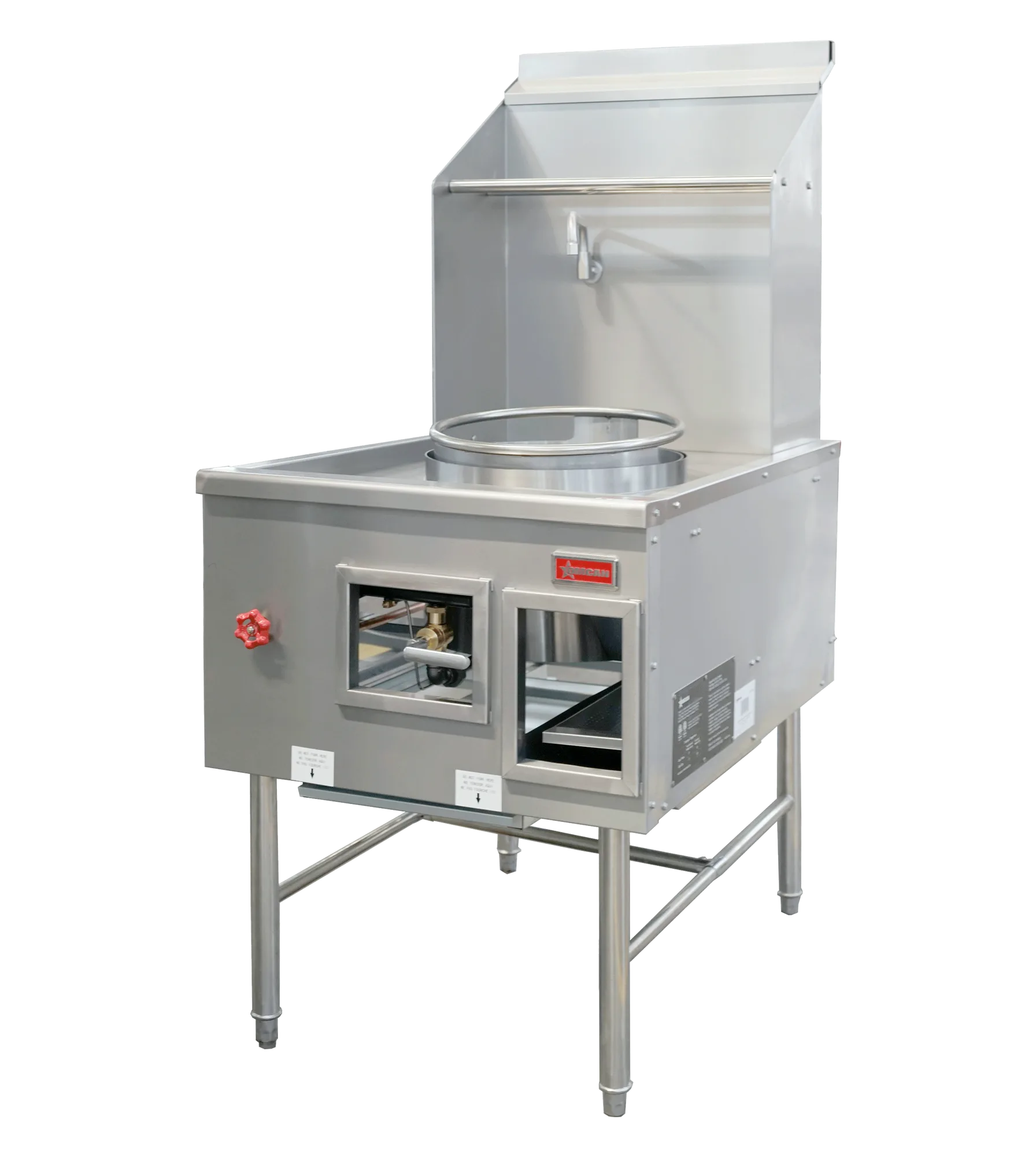 Single Chamber Wok Range with 13″ Ring, Backsplash, Faucet, 95,000 BTU – Natural Gas