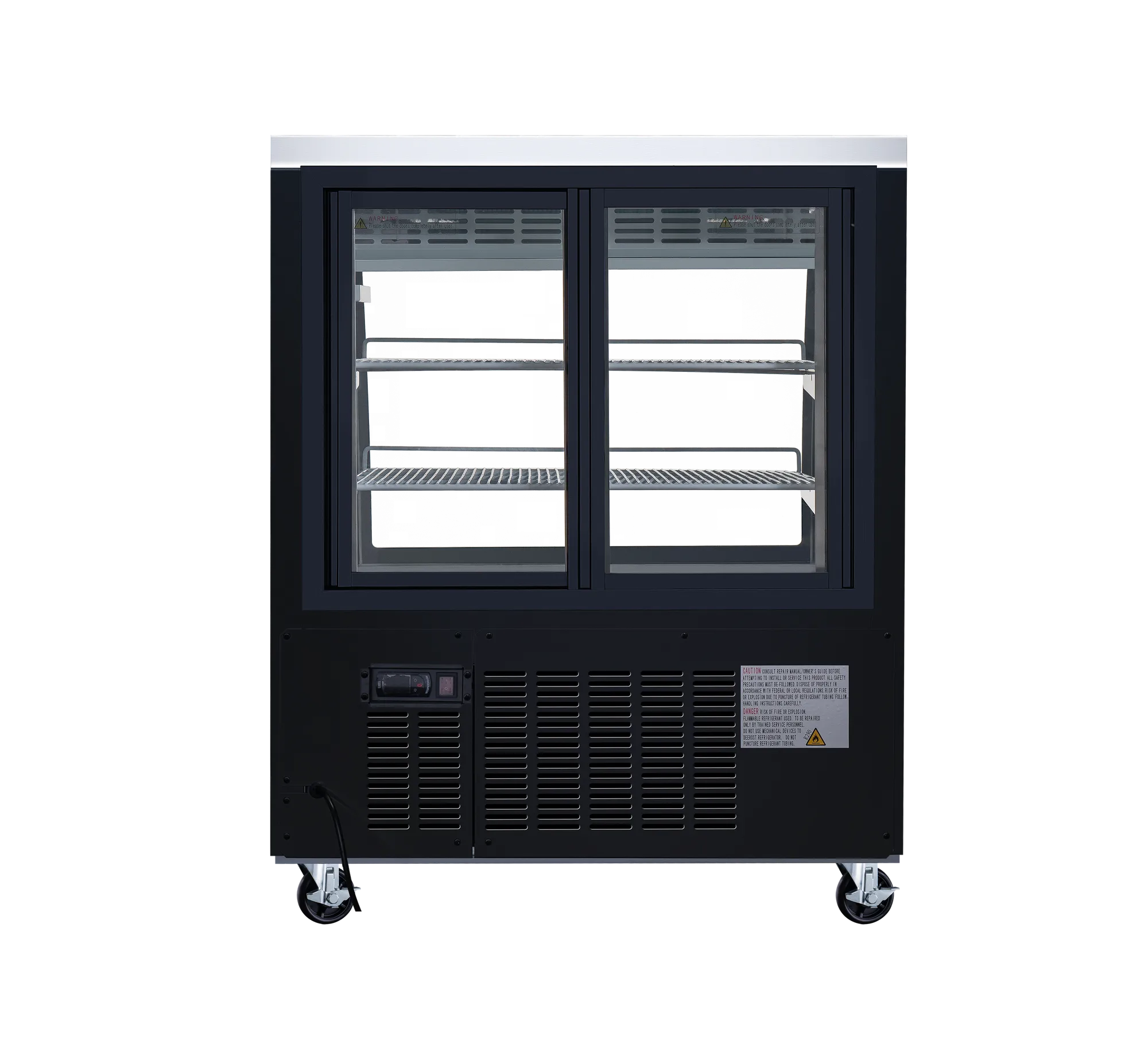 36″ Two (2) Shelf Floor Refrigerated Showcase, 11.6 cu. ft. (328 L), Black