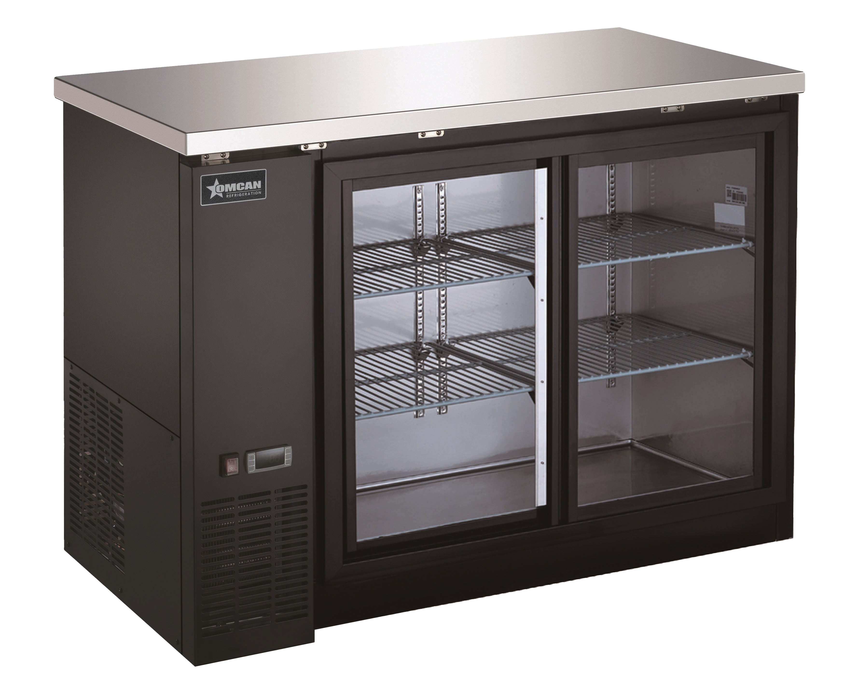 48" Two (2) Glass Door Back Bar Cooler with Sliding door, 11.8 cu ft (335 L)