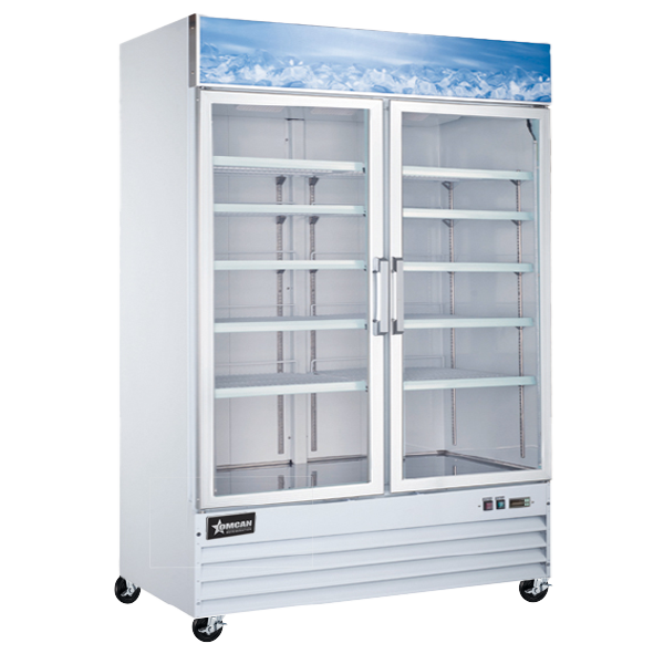 49″ Two (2) Glass Door Display Freezer, 29 cu.ft (821 L), White