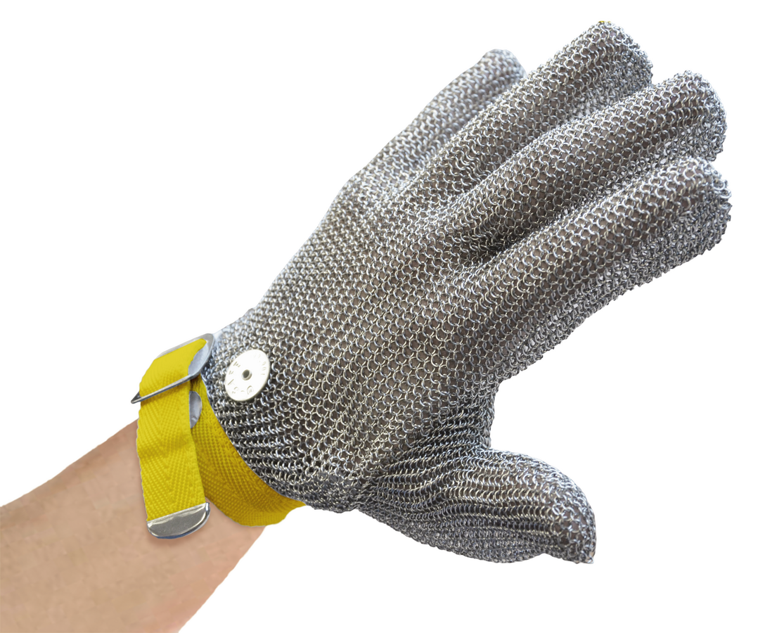 Extra Extra Small Mesh Glove with Yellow Wrist Strap