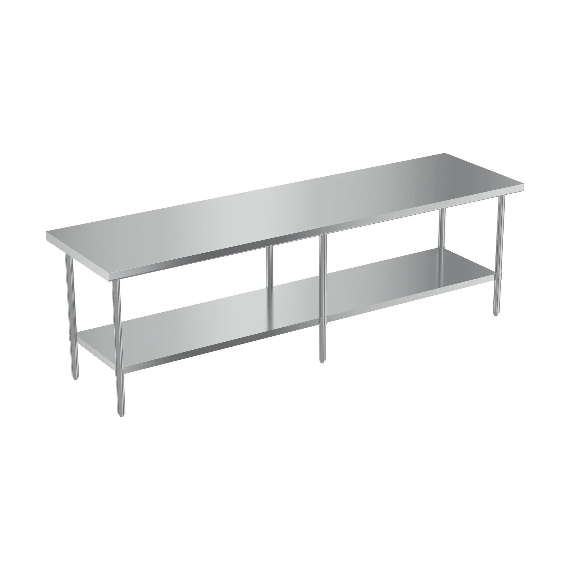 30″ x 108″ 20 Gauge 430 All Stainless Steel Worktable with Stainless Steel Undershelf and Legs