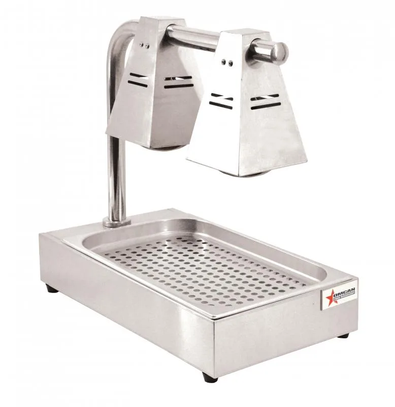 Commercial Fry Dump Holding Station Portable Electric Food Warmer 2 Infrared Bulbs Freestanding with Tray – 550 W, 110 V