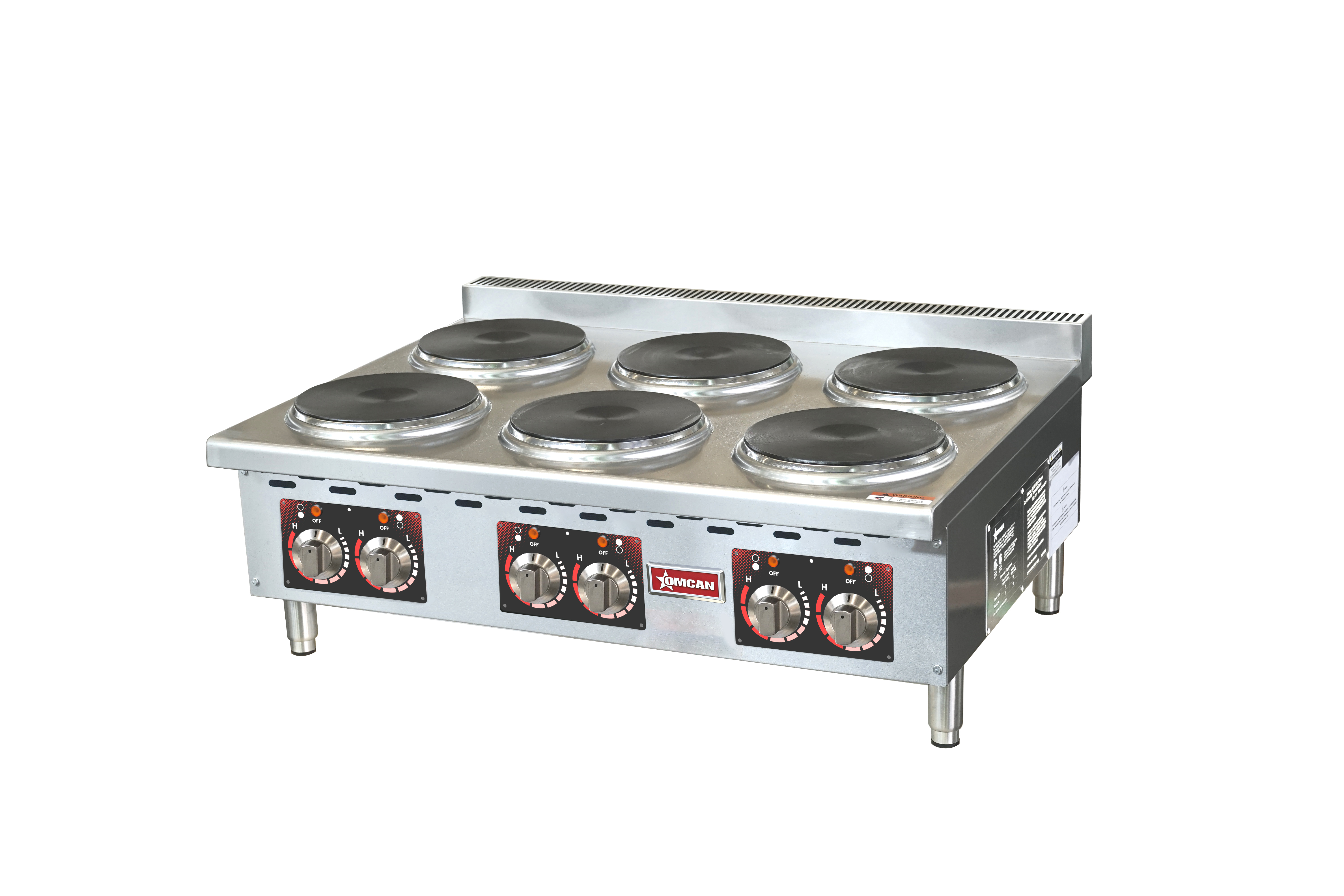 Countertop Electric Hot Plate, 6 Burners, 12000W, 240V/60Hz/1Ph