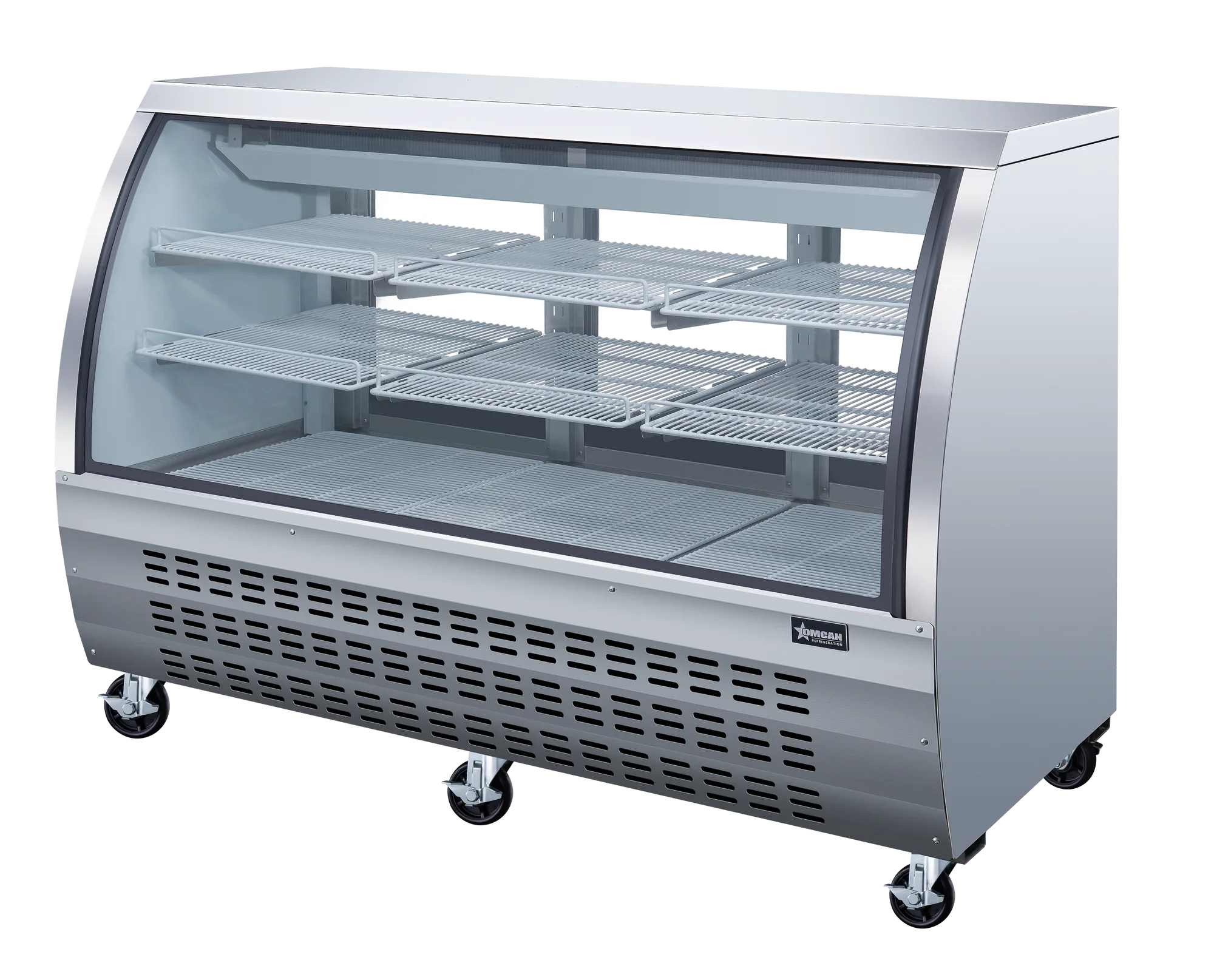 64″ Two (2) Shelf Floor Refrigerated Showcase, 22 cu. ft. (620 L), Stainless Steel