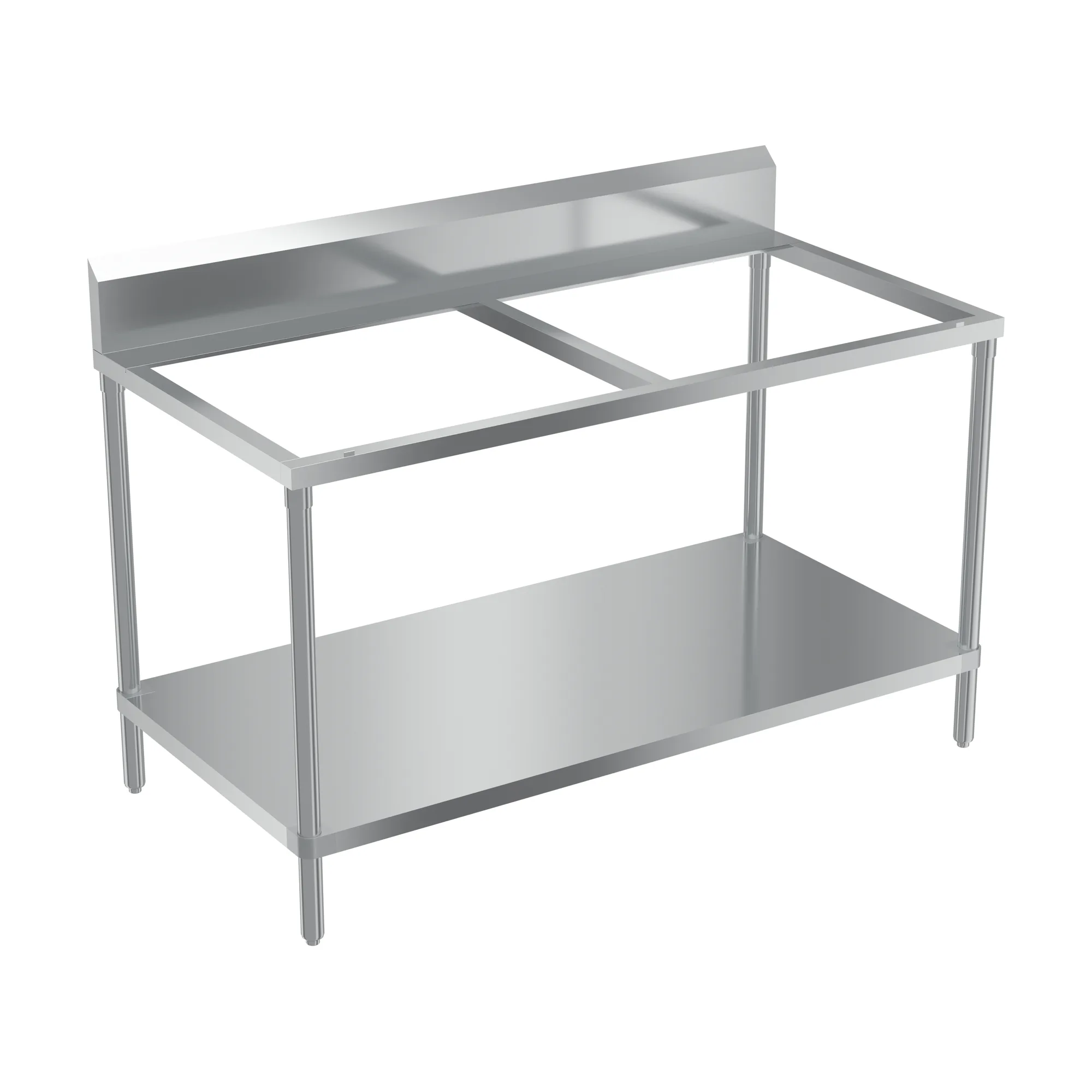 30″ x 60″ 16 Gauge 430 Solid Poly Top Table with 6″ Backsplash