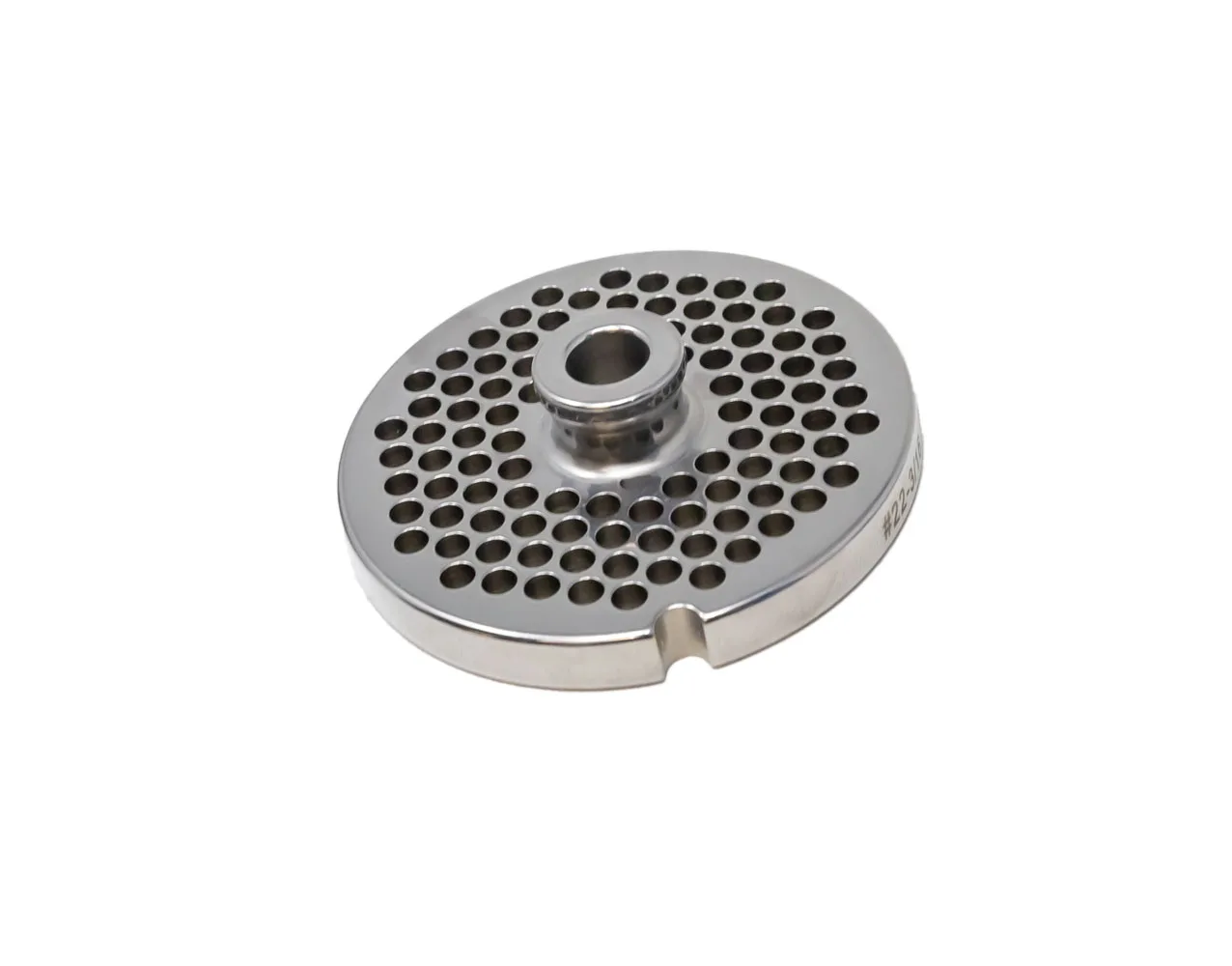 European Style #22 stainless steel plate with hub, 4.8 mm (3/16″) – one notch / round