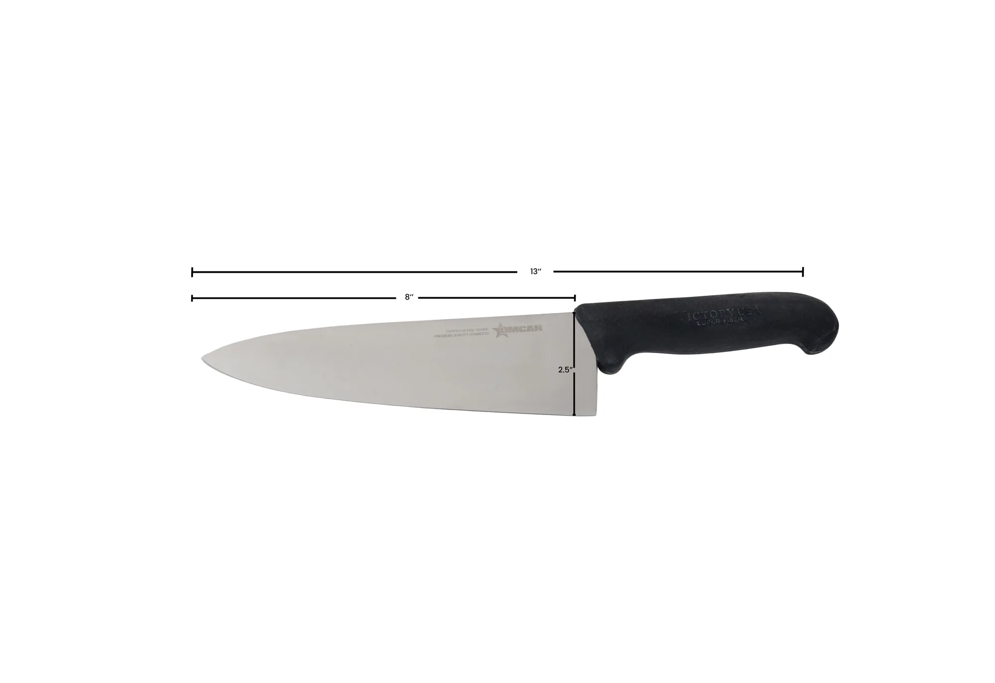 8″ Medium Cook Knife with Black Super Fiber Handle