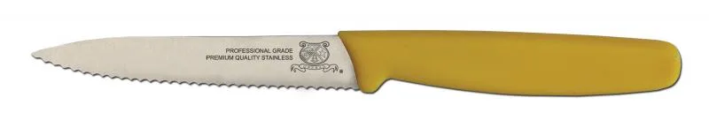 4″ Serrated Paring Knife with Yellow Polypropylene Handle