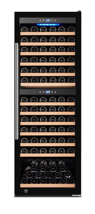 Vinovero 24″ Dual Zone Wine Cooler with 126 Bottle Capacity and Black Full Glass Door