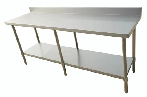 30″ x 96″ 20 Gauge 430 All Stainless Steel Work Table with Backsplash
