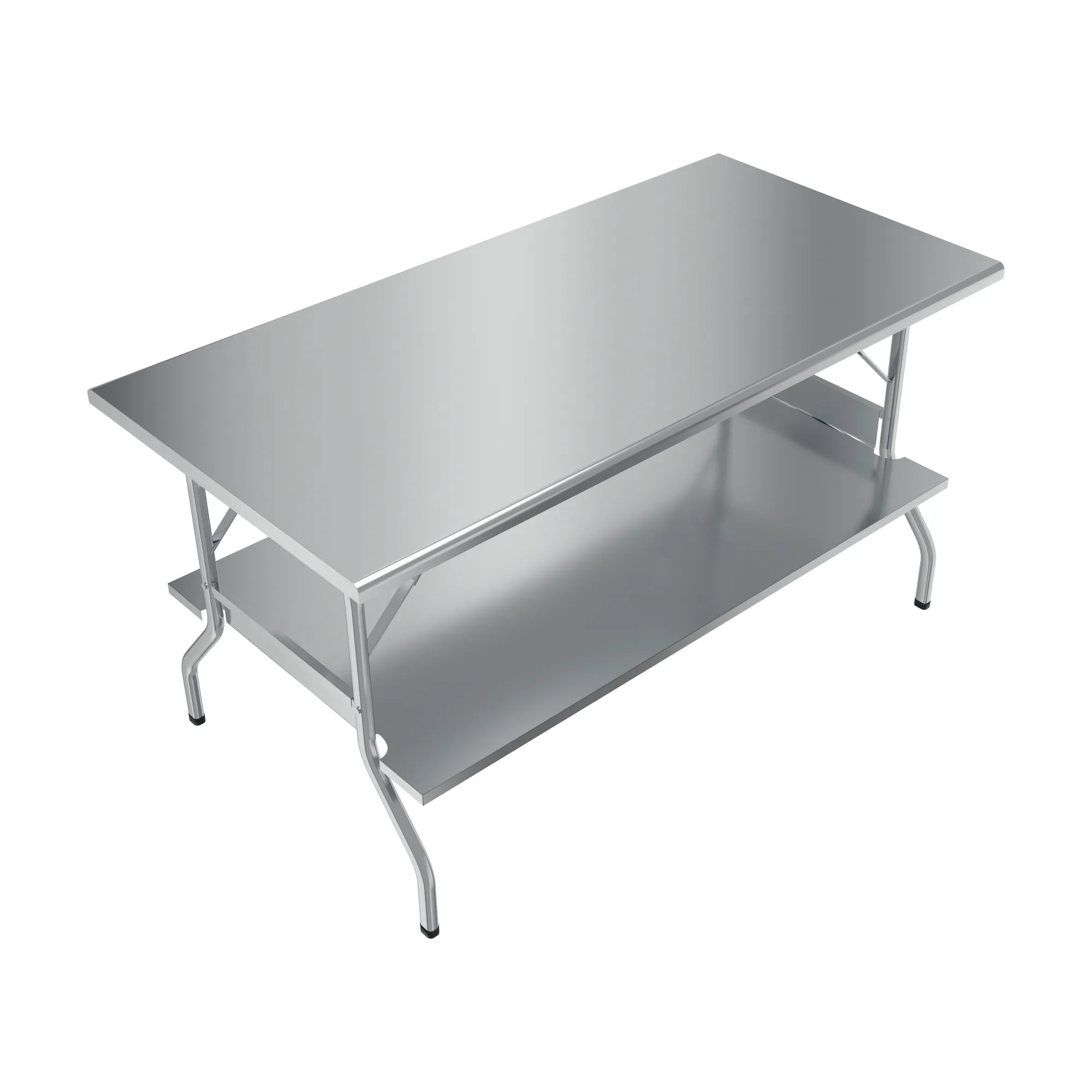 30″ x 60″ 18 Gauge 430 Stainless Steel Folding Table with Undershelf