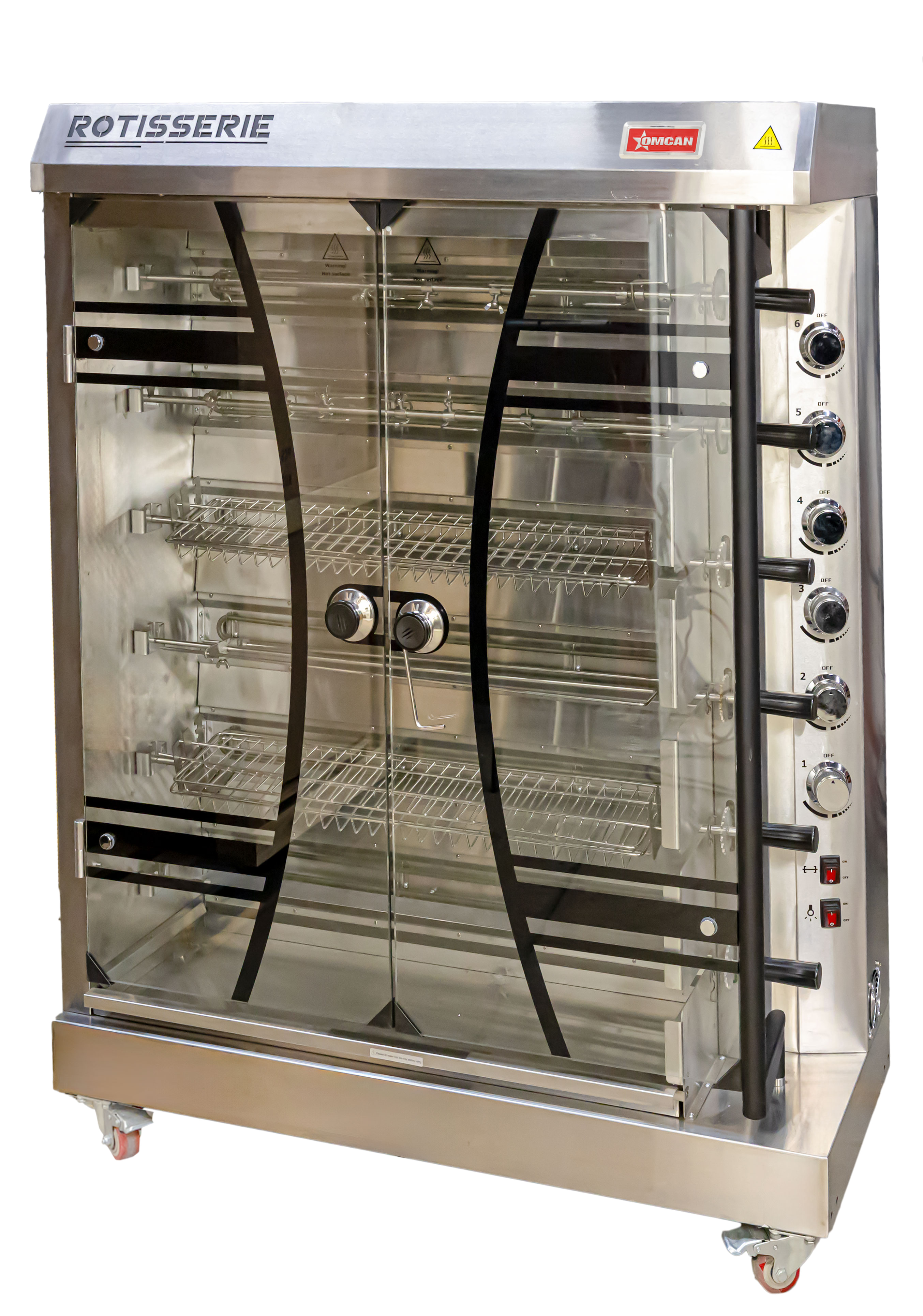 46" Electric Rotisserie Grill, 6 Spits, 36 Chicken Capacity, 12kW