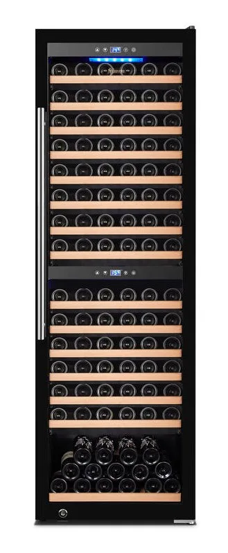 Vinovero 24″ Dual Zone Wine Cooler with 180 Bottle Capacity and Black Full Glass Door