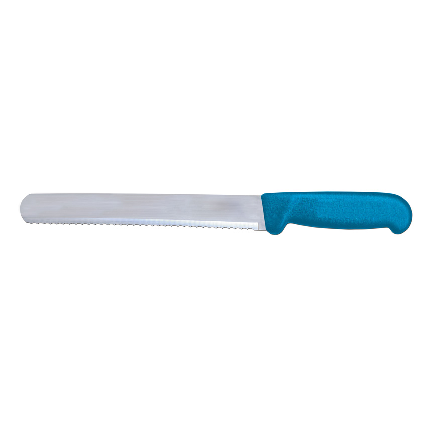 10-inch Slicer Straight Wave Edge Knife with Blue Polypropylene Handle