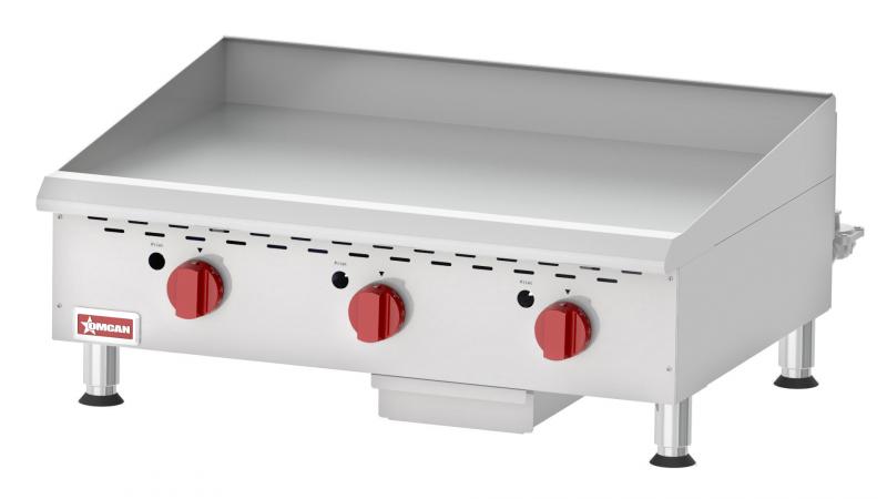 Countertop Stainless Steel Gas Griddle 3 Burners with Thermostatic Control – 90,000 BTU