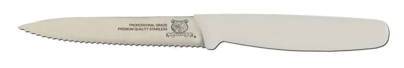 4″ Serrated Paring Knife with White Polypropylene Handle