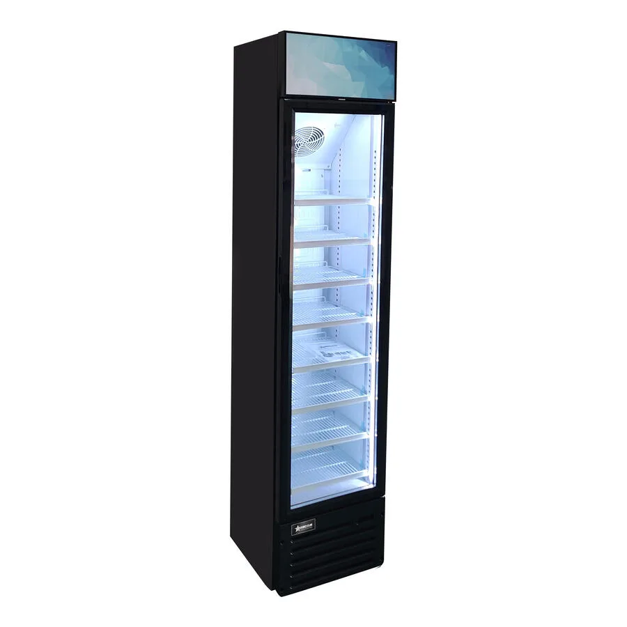 16.5″ Slim One (1) Glass Door Display Refrigerator with Lightbox, 5.1 cu. ft. (145 L), Black