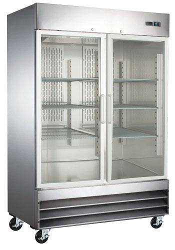 54″ Stainless Steel Glass Door Reach-In Refrigerator, 47 cu.ft. (1330 L) – 115V, 1/3 HP