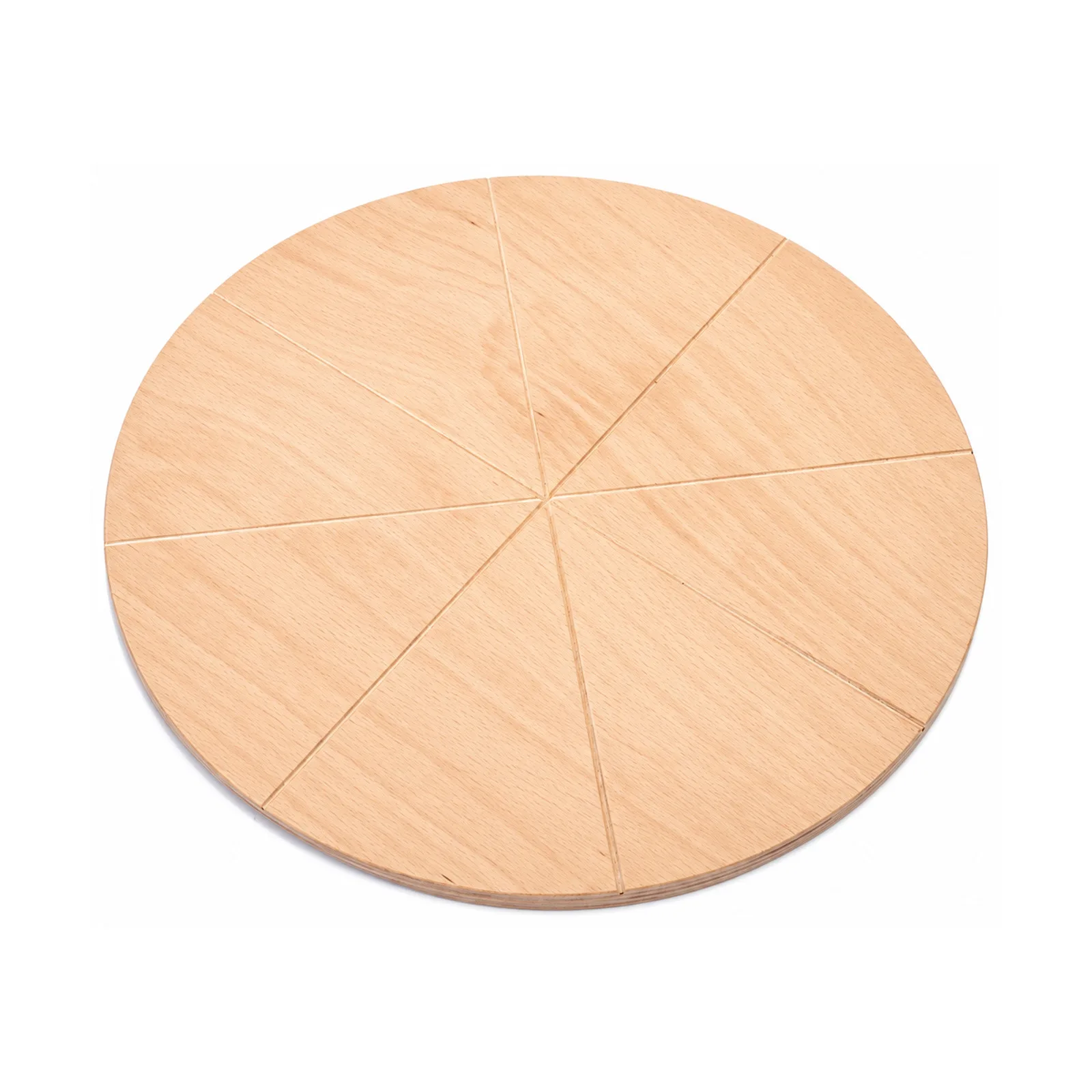Linea Dori 16″ x 16″ Beech Wood Round Pizza Cutting Board, 8 Carved Slices, 0.5″ Thick