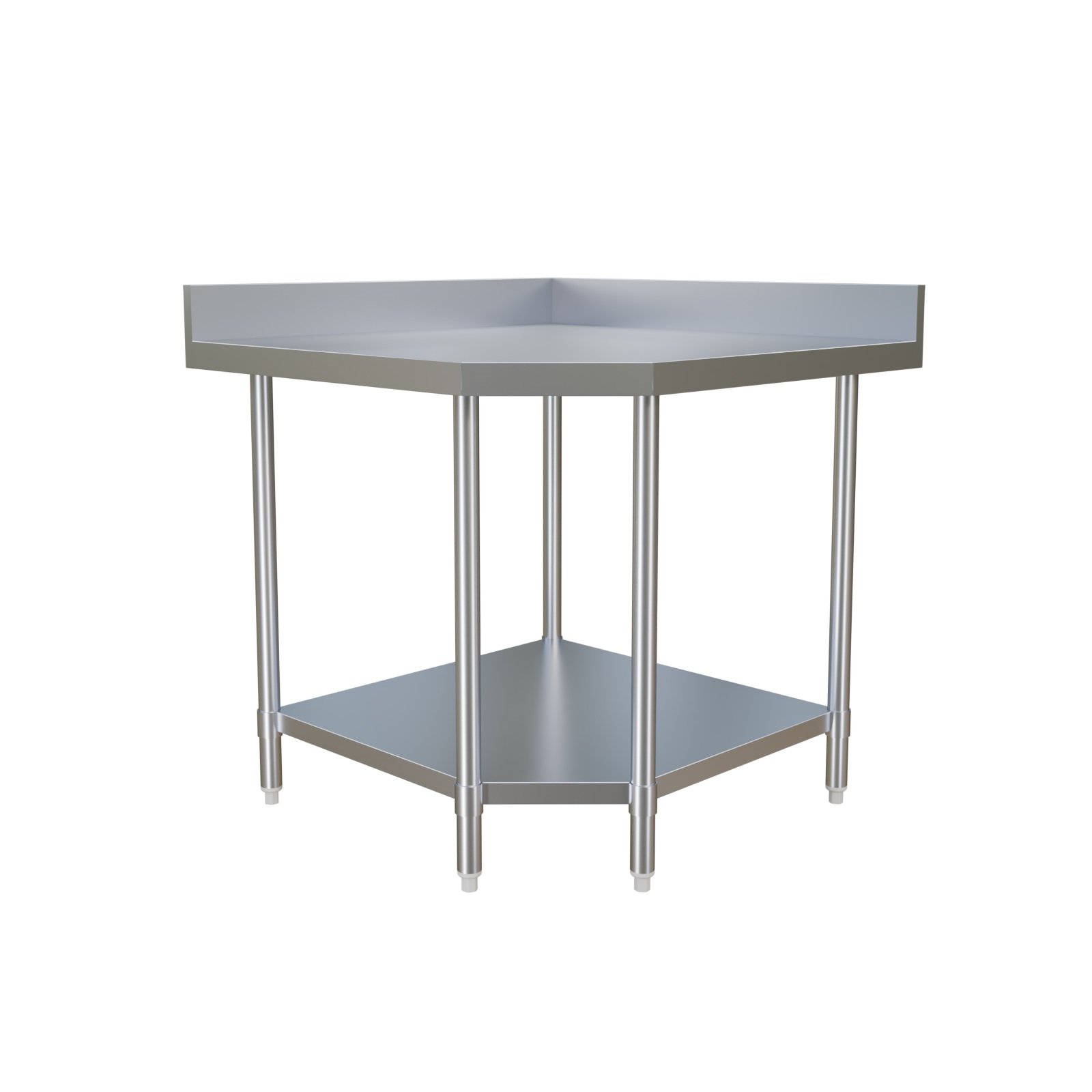 24" Corner Worktable with 4" Backsplash & Undershelf