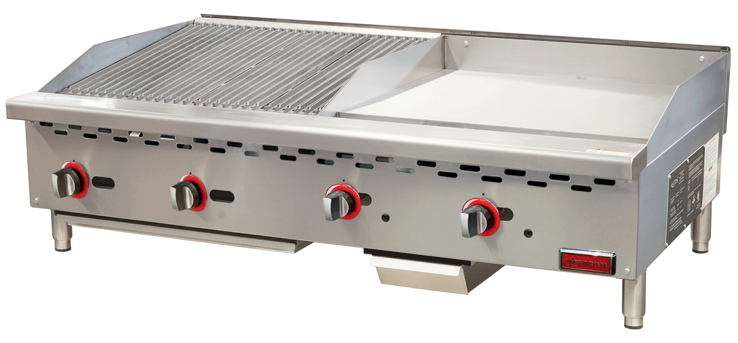 48″ Countertop Gas Combination Charbroiler and Griddle Combo- 130,000 BTU Natural Gas