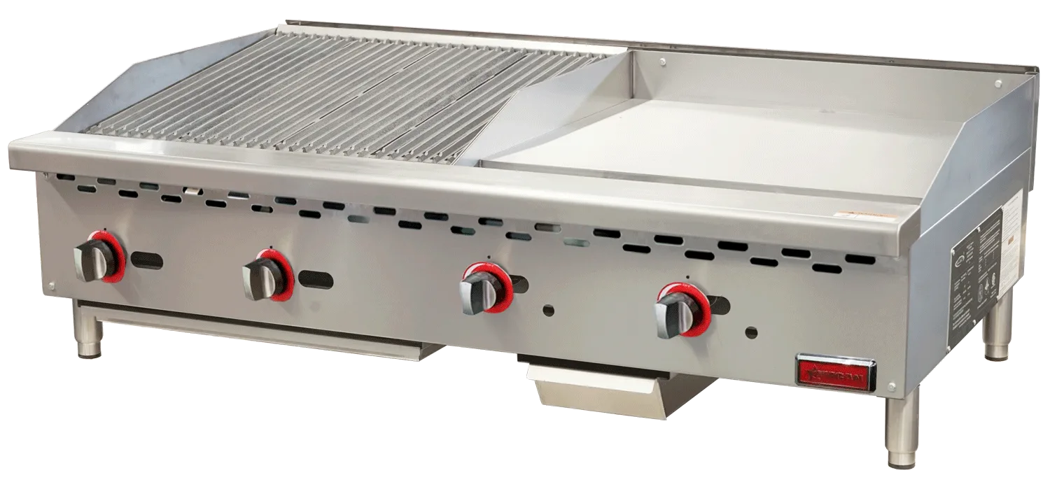 48″ Countertop Gas Combination Charbroiler and Griddle Combo – 130,000 BTU
