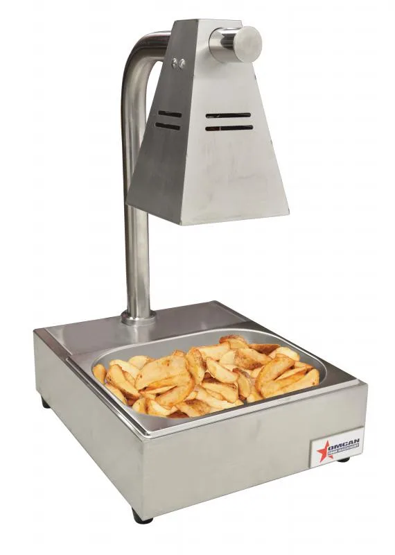 Commercial Fry Dump Holding Station Portable Electric Food Warmer One Infrared Bulb Freestanding with Tray – 275 W, 110 V