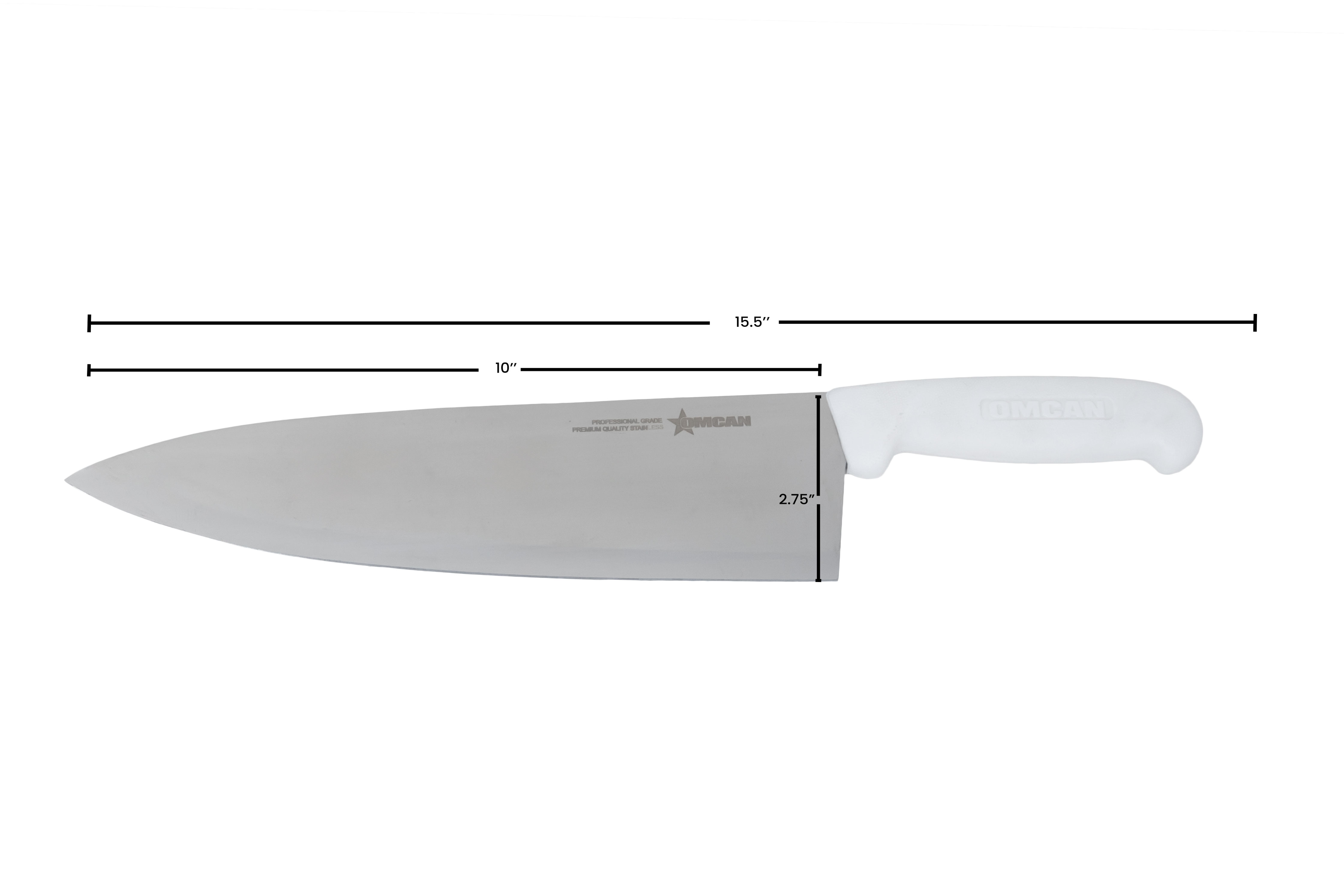 10-inch Medium Cook Knife with White Polypropylene Handle