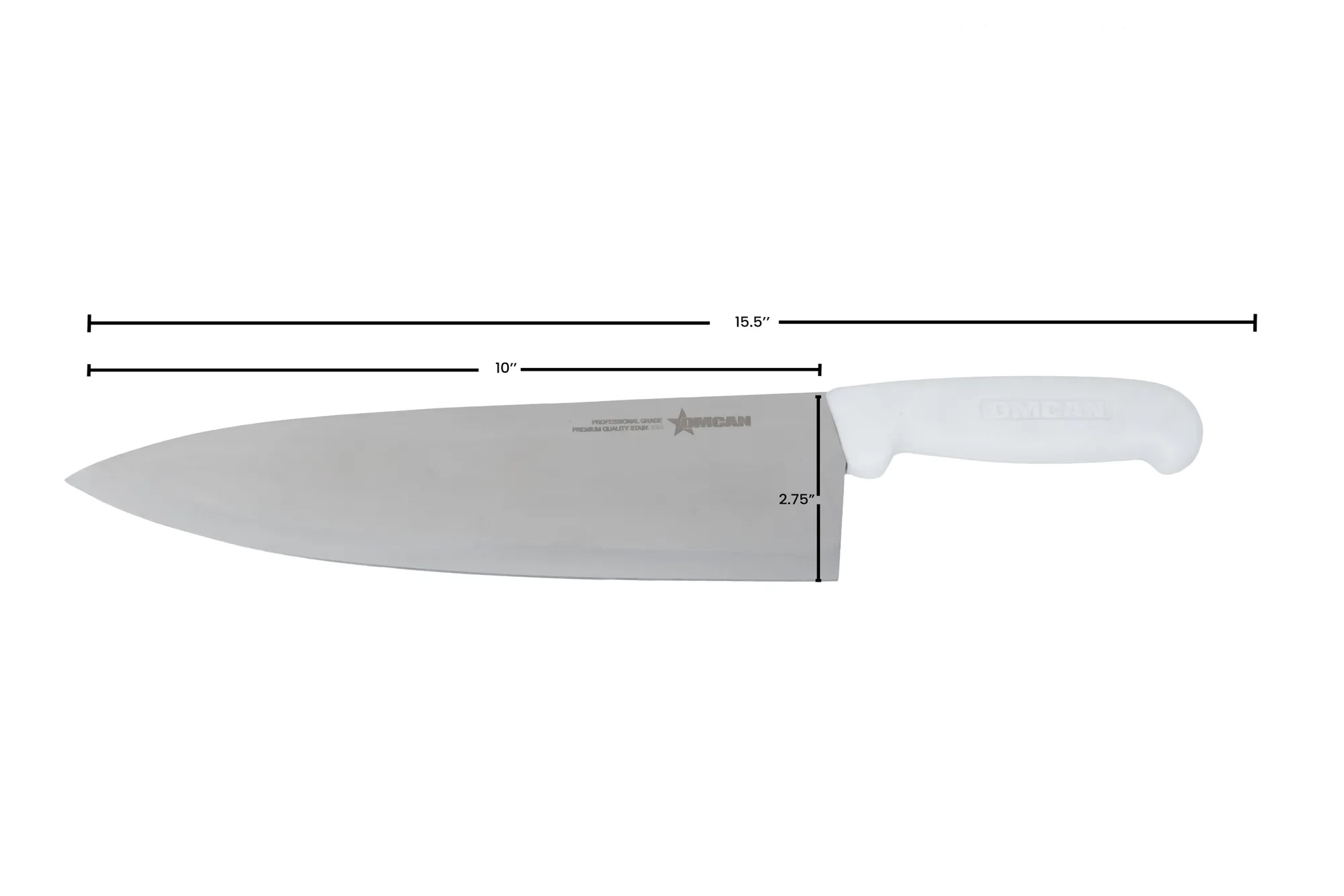 10″ Medium Cook Knife with White Polypropylene Handle