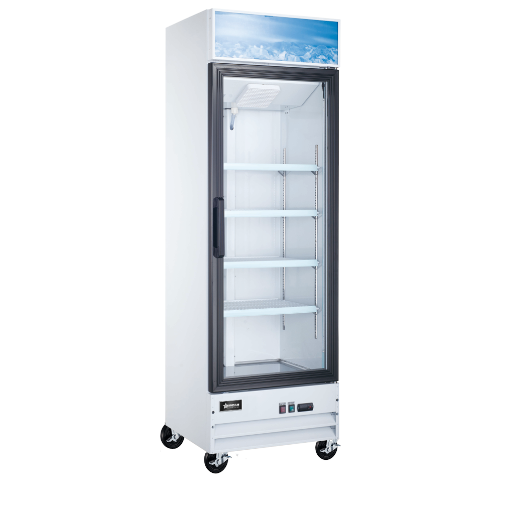 26″ One (1) Glass Door Display Refrigerator with Lightbox, 14 cu.ft. (396 L), White