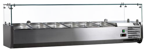 59-inch Refrigerated Topping Rail with Glass Guard