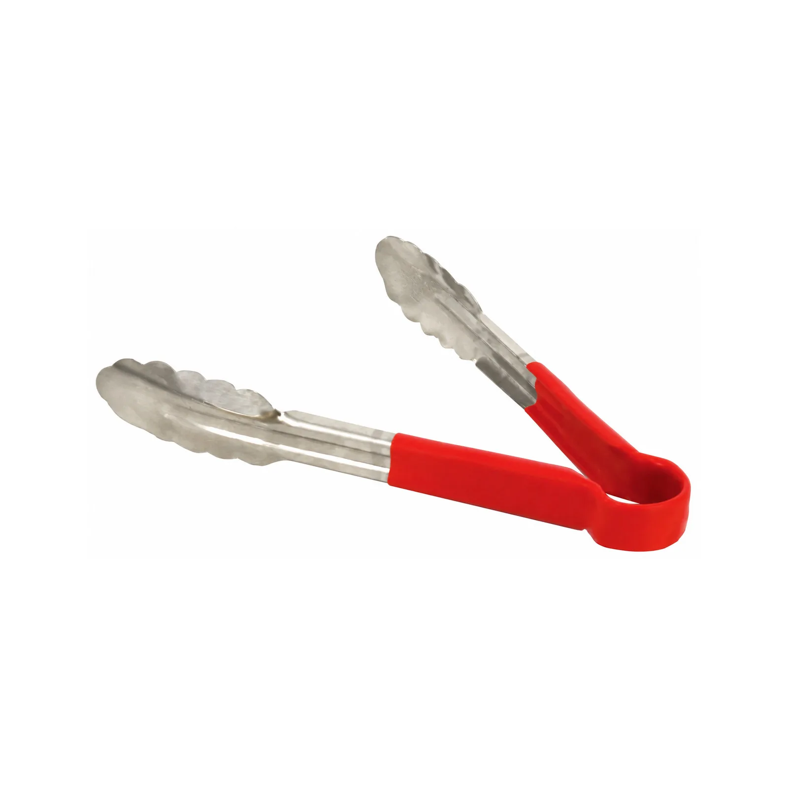 9″ Heavy-Duty Utility Tongs with Red Plastic Handle