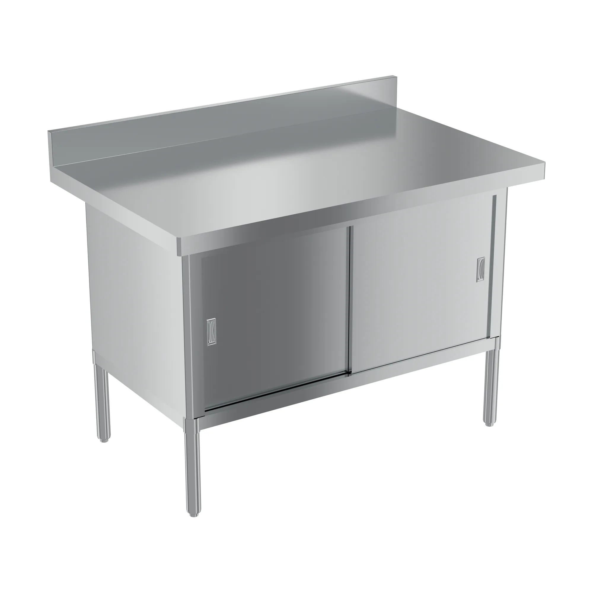 30″ x 48″ 430 Stainless Steel Knock-down Worktable with 4″ Backsplash – Overhang Edge