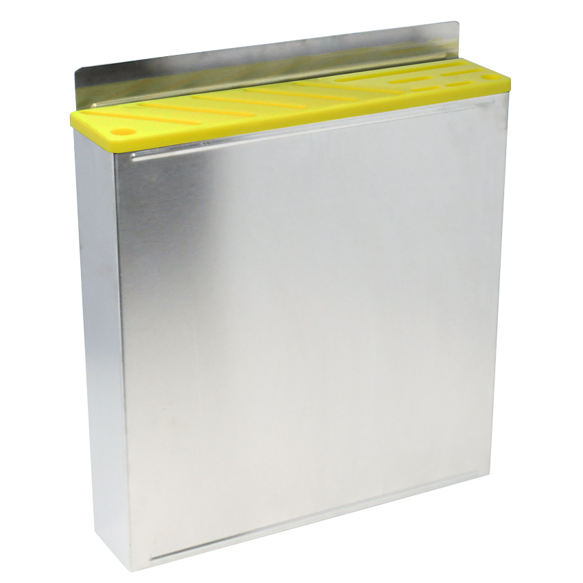 Stainless Steel Knife Rack with Yellow Plastic Insert