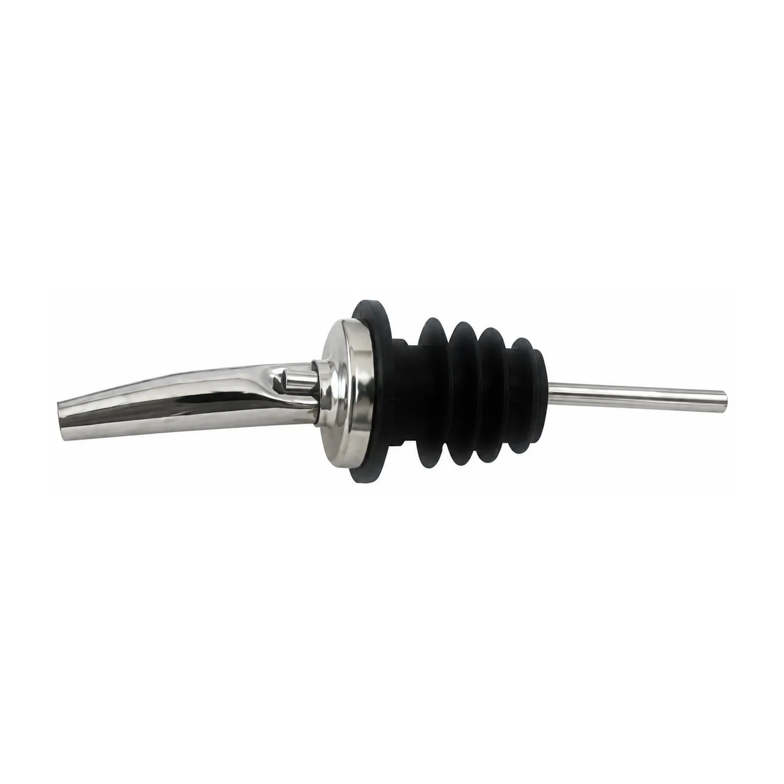 Speed Pourer with Stainless Steel Tapered Spout / Nozzle and Black Plastic Stopper