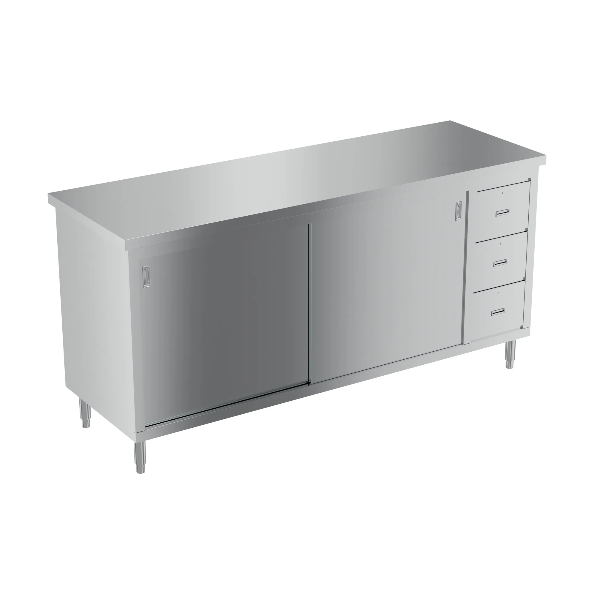 24″ x 72″ Stainless Steel Worktable With Cabinets And Drawers