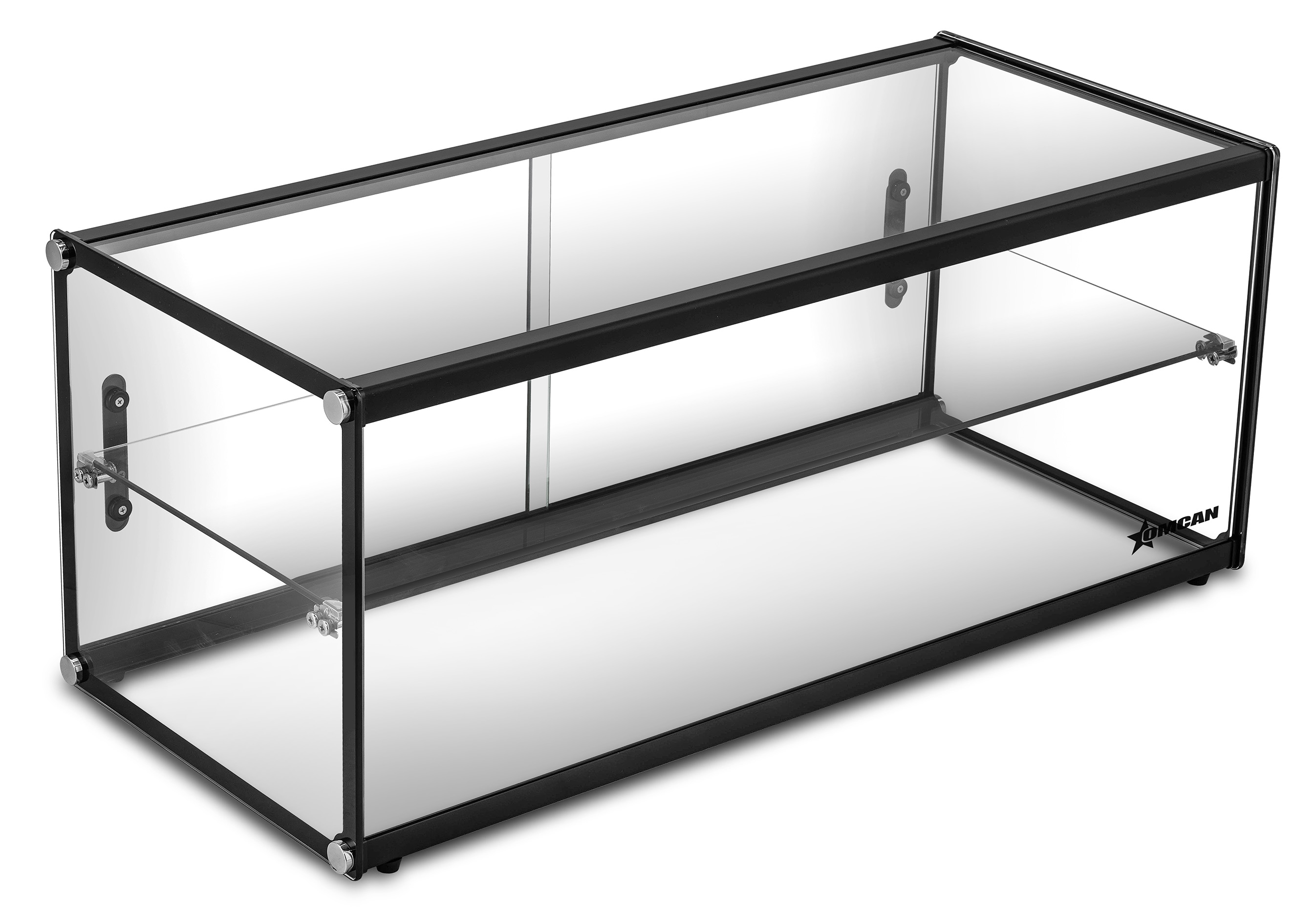 36" Countertop Food Display Case with Square Front Glass, 2 Tiers, and 48 L capacity