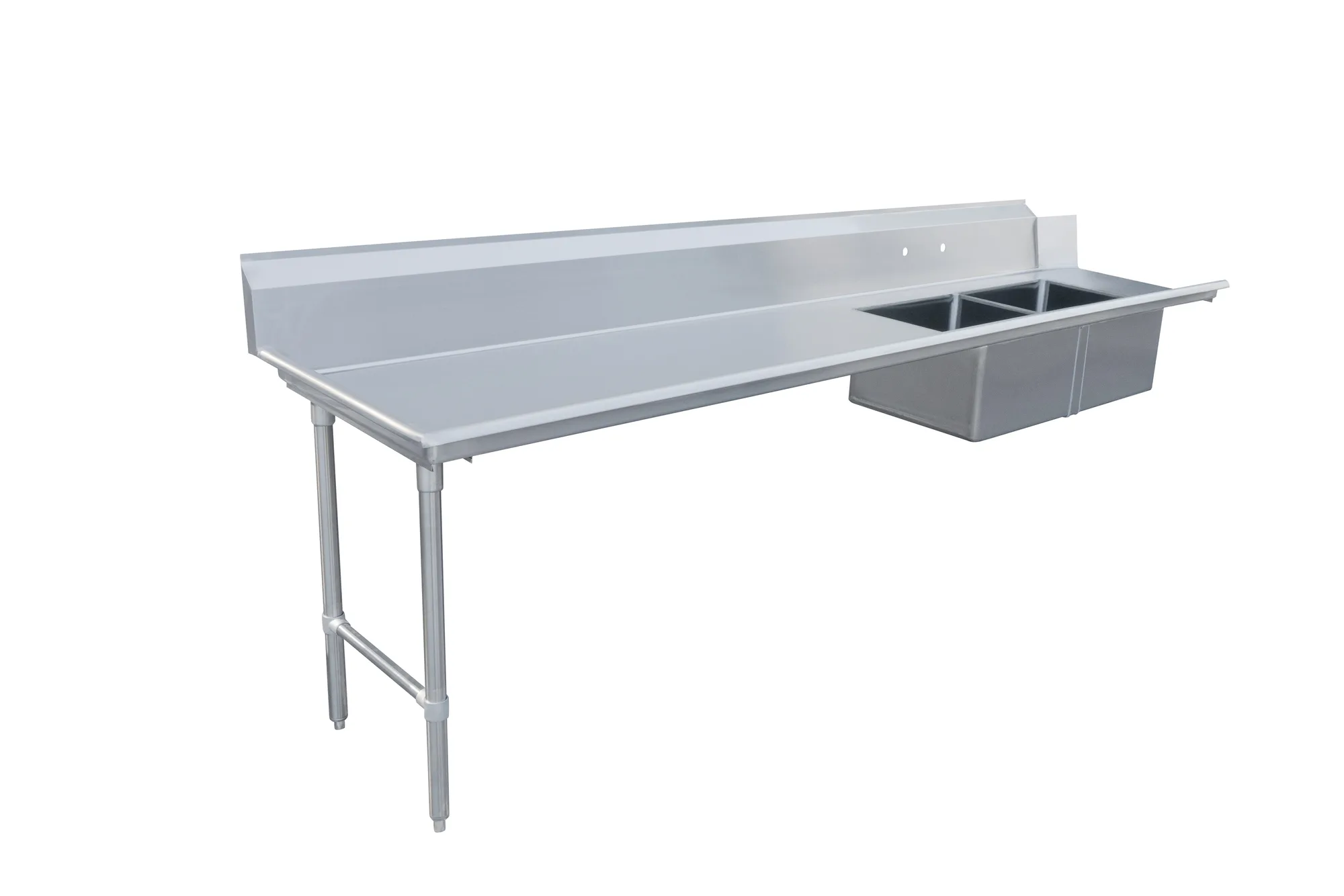 120″ Left Side Soiled Dish Table with Two Sinks