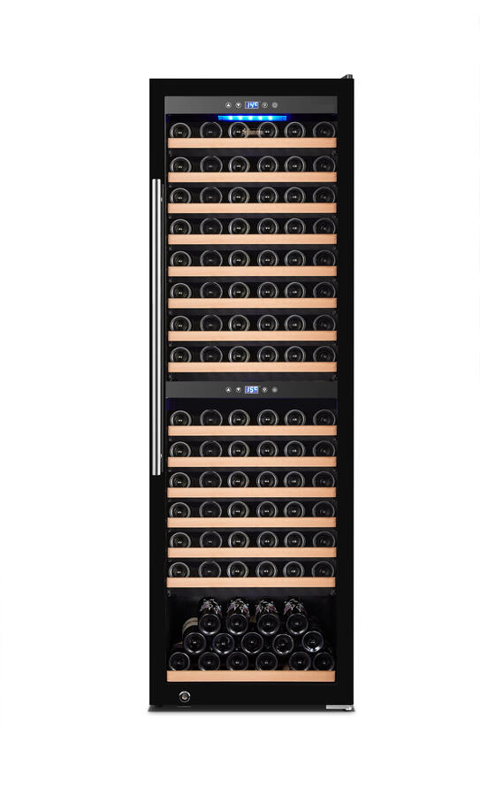 Vinovero 27-inch Dual Zone Wine Cooler with 181 Bottle Capacity and Black Full Glass Door