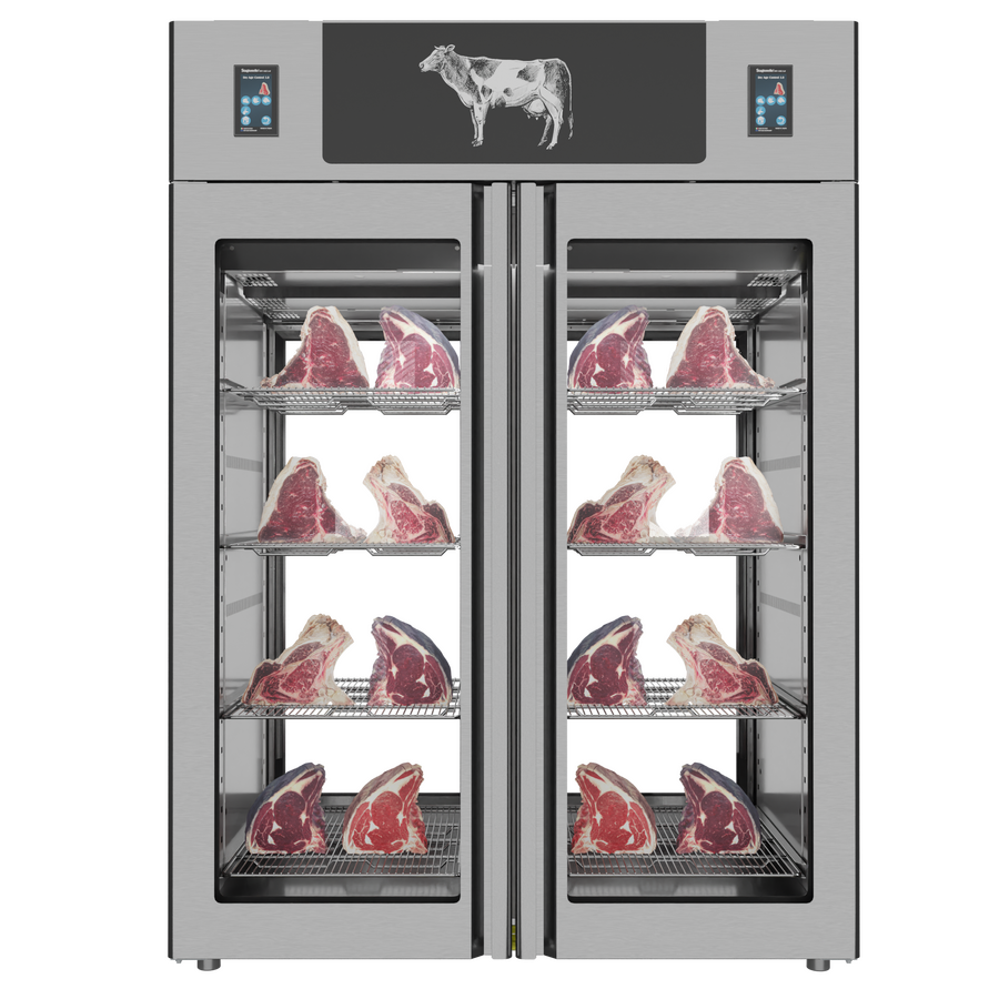 Stagionello® Dry Age 3.0 TWIN 1400 Liter, 150 Kg + 150 Kg Dry Aging Cabinet with Humidity Management, 2-Glass View – 220-240V, 1Ph, 548W