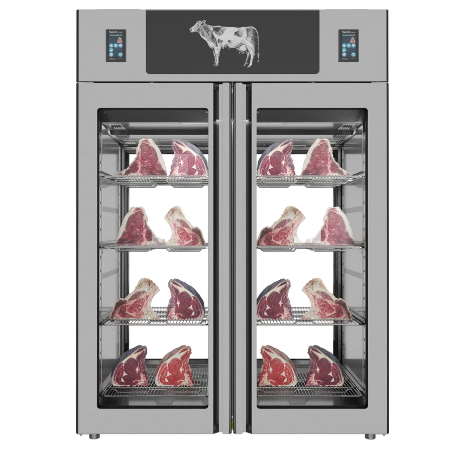 Stagionello® Dry Age 3.0 TWIN 1400 Liter, 150 Kg + 150 Kg Dry Aging Cabinet with Humidity Management, 2-Glass View – 220-240V, 1Ph, 548W